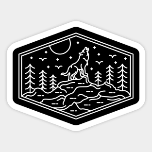 Wolf and Moon - Minimalistic  Design Sticker